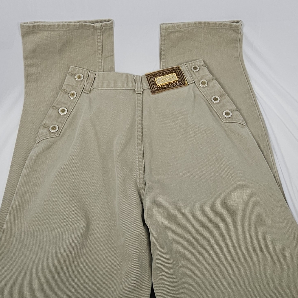Lawman vintage 90s tan western style 3 button detail high waist jeans size 3